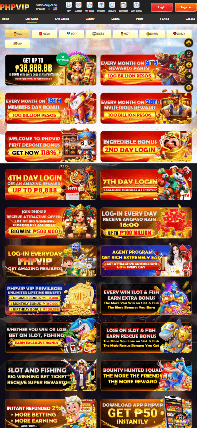 phpvip promotional screen displaying casino offers and highlighted bonus area